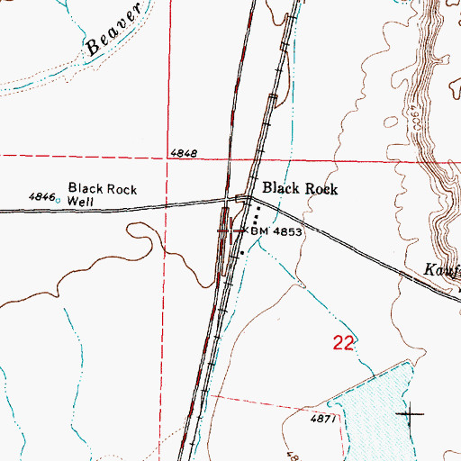 Topographic Map of Black Rock, UT