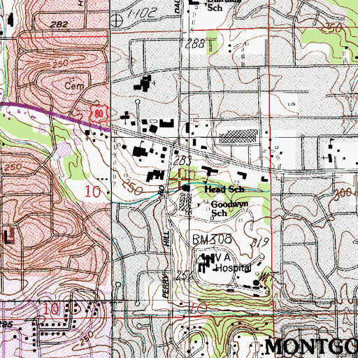 Topographic Map of Goodwyn Park, AL