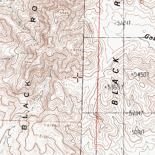 Topographic Map of Black Rock Hills, UT