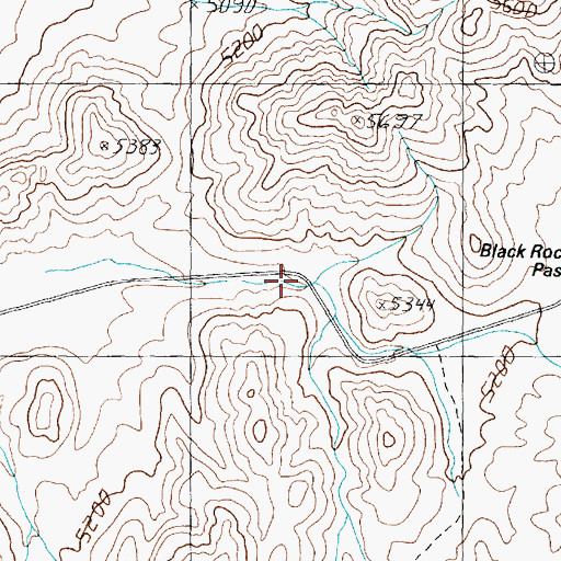Topographic Map of Black Rock Pass, UT