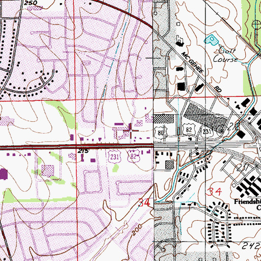 Topographic Map of Governors Square Shopping Center, AL