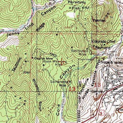 Topographic Map of Black Warrior Mine, UT