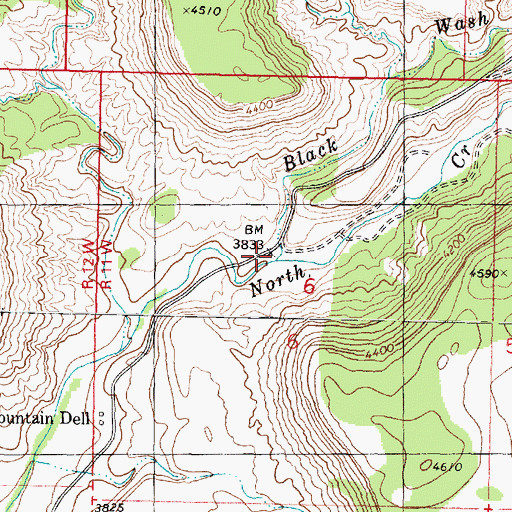 Topographic Map of Black Wash, UT