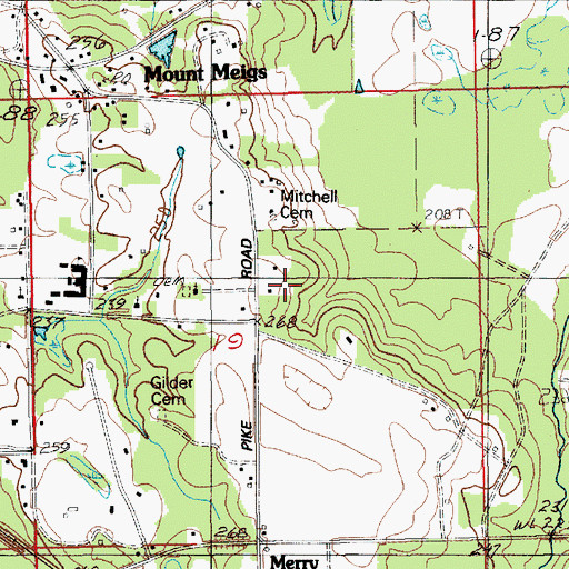 Topographic Map of Grace Cemetery, AL