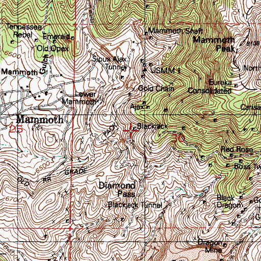 Topographic Map of Blackjack, UT