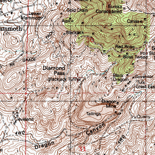 Topographic Map of Blackjack Tunnel, UT