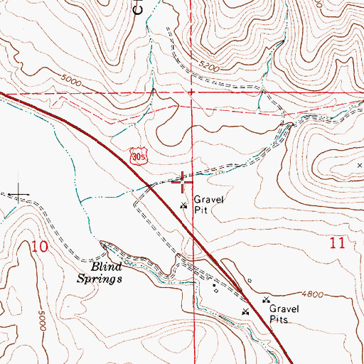 Topographic Map of Blind Springs Canyon, UT