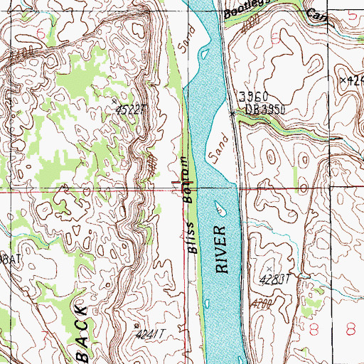 Topographic Map of Bliss Bottom, UT