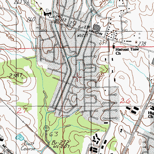 Topographic Map of Green Acres, AL
