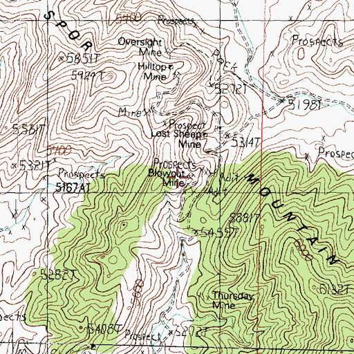Topographic Map of Blowout Mine, UT