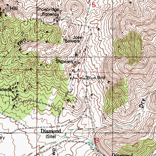 Topographic Map of Blue Bird, UT