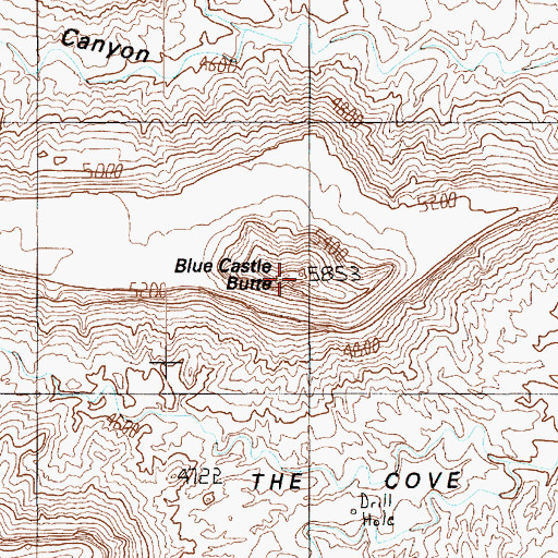 Topographic Map of Blue Castle Butte, UT