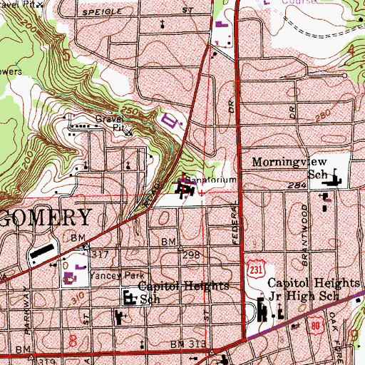 Topographic Map of Griel Memorial Psychiatric Hospital, AL