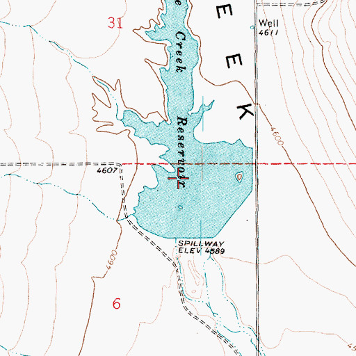Topographic Map of Blue Creek Reservoir, UT