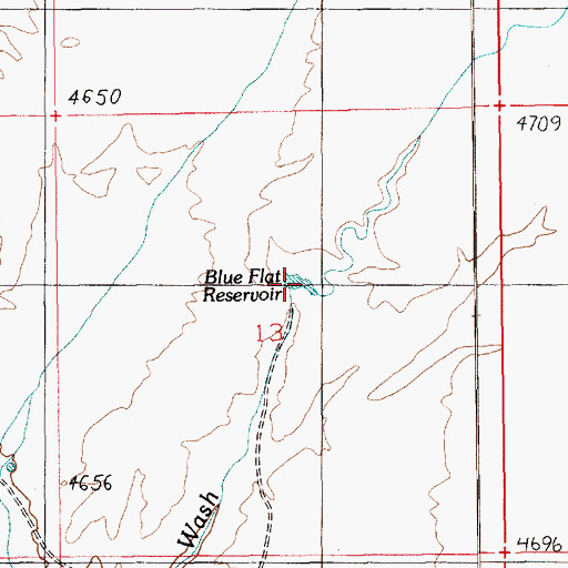 Topographic Map of Blue Flat Reservoir, UT