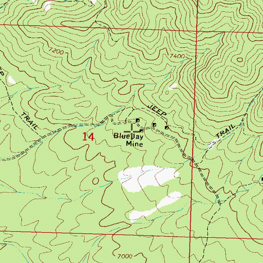 Topographic Map of Blue Jay Mine, UT