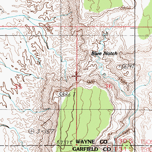 Topographic Map of Blue Notch, UT