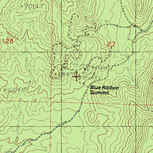 Topographic Map of Blue Ribbon Mine, UT
