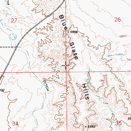 Topographic Map of Blue Slate Hills, UT