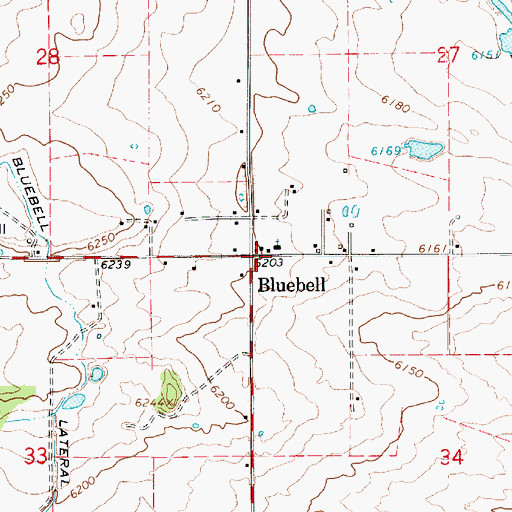 Topographic Map of Bluebell, UT