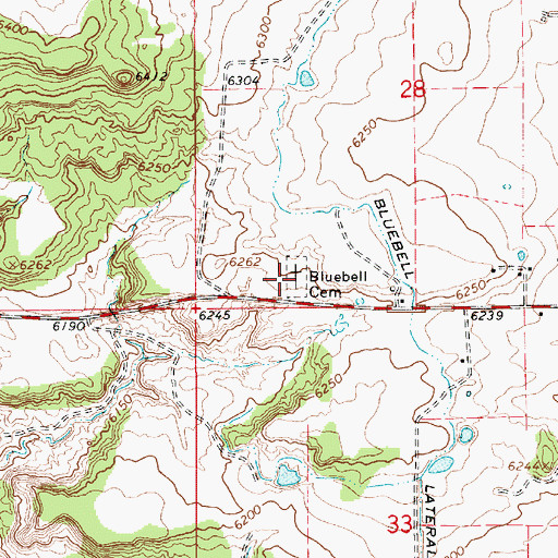 Topographic Map of Bluebell Cemetery, UT