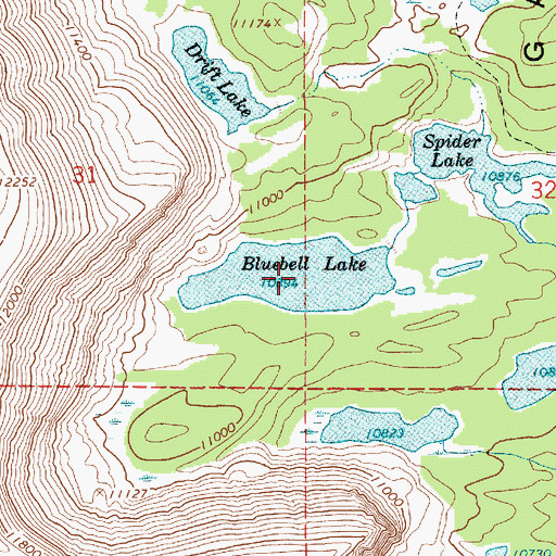 Topographic Map of Bluebell Lake, UT