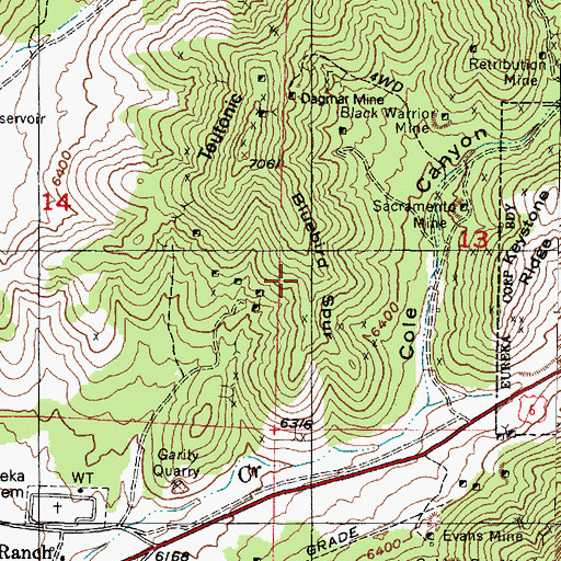Topographic Map of Bluebird Spur, UT