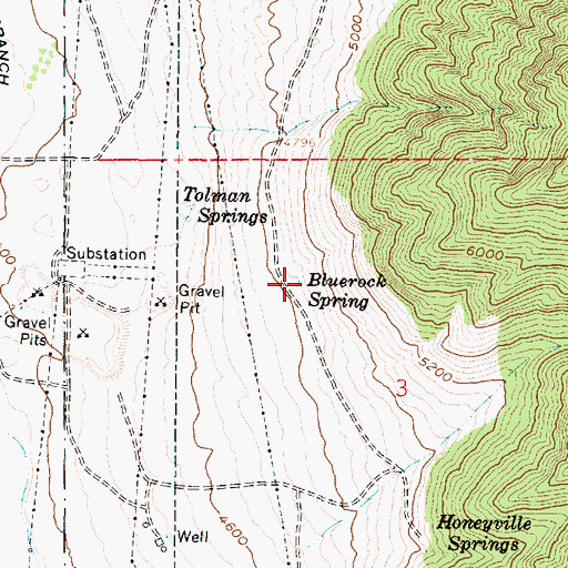 Topographic Map of Bluerock Spring, UT