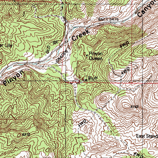 Topographic Map of Bluff, UT