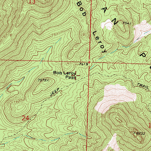 Topographic Map of Bob Leroy Pass, UT