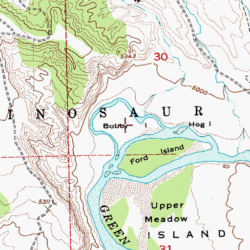 Topographic Map of Bobby Island, UT