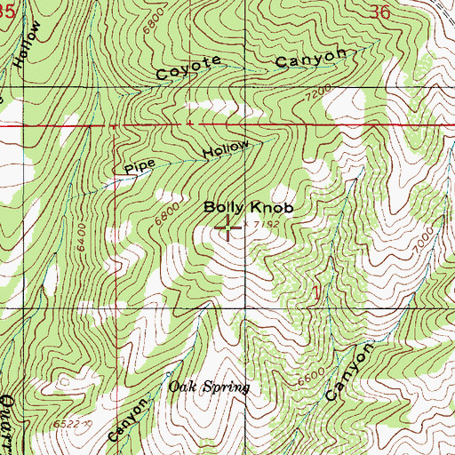 Topographic Map of Bolly Knob, UT