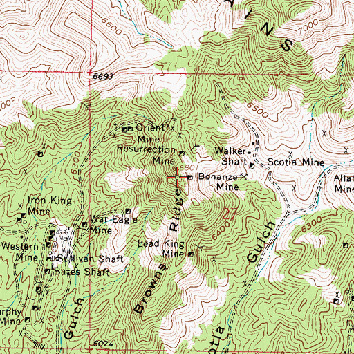 Topographic Map of Bonanza Mine, UT
