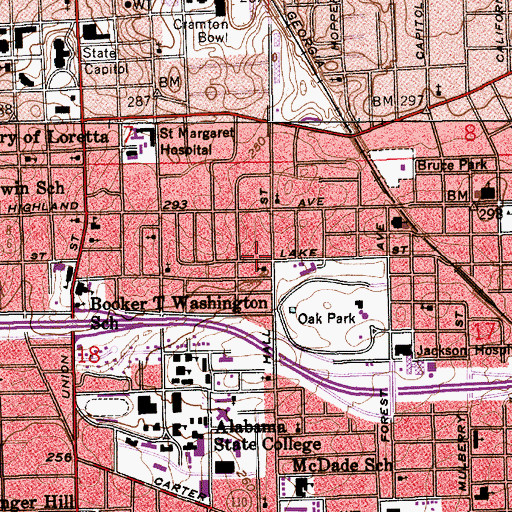 Topographic Map of Hale Infirmary (historical), AL