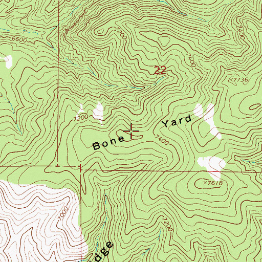 Topographic Map of Bone Yard, UT