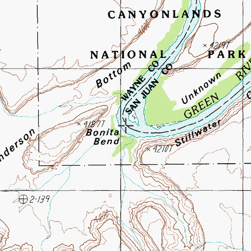 Topographic Map of Bonita Bend, UT