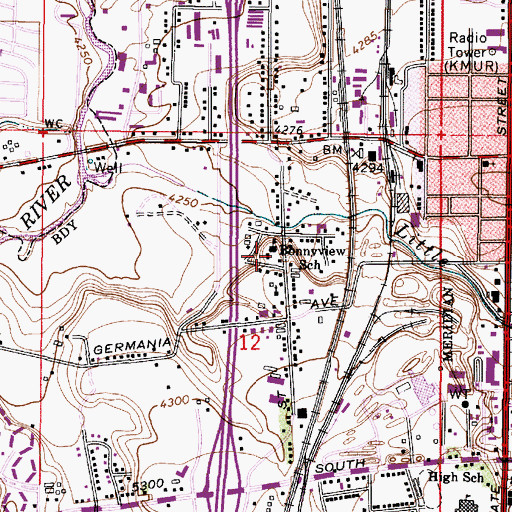 Topographic Map of Bonnyview School, UT