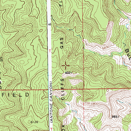 Topographic Map of Book Cliffs Gas Field, UT
