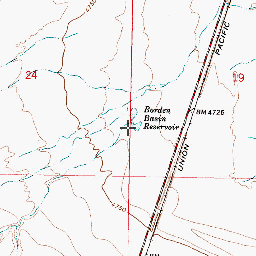 Topographic Map of Borden Basin Reservoir, UT