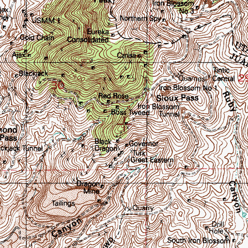 Topographic Map of Boss Tweed, UT