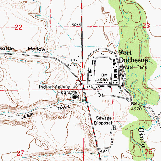 Topographic Map of Bottle Hollow, UT
