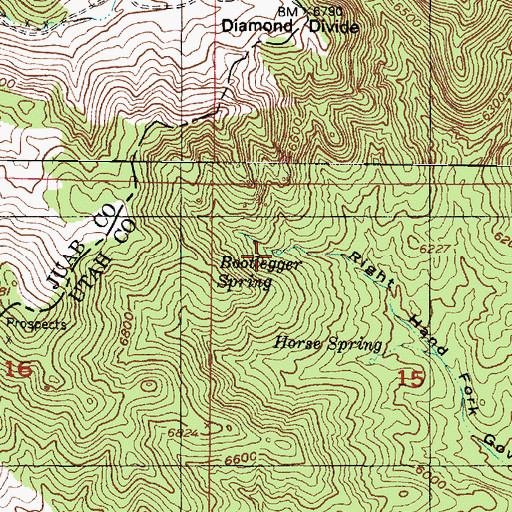 Topographic Map of Bottlegger Spring, UT