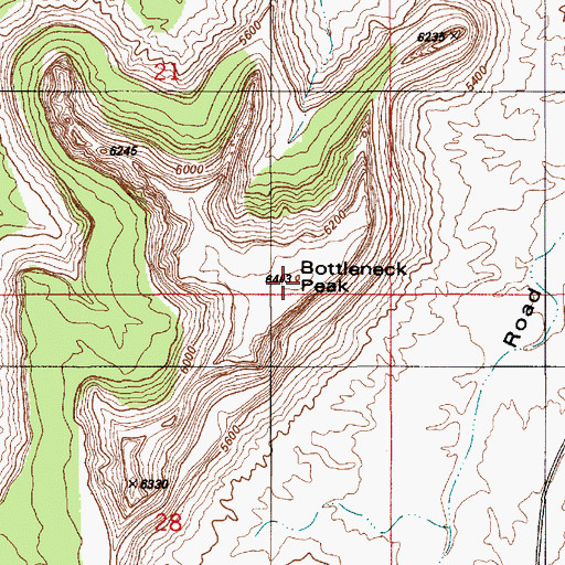 Topographic Map of Bottleneck Peak, UT