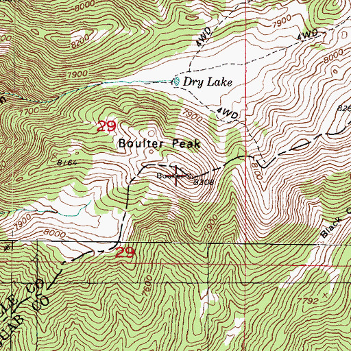 Topographic Map of Boulter Peak, UT
