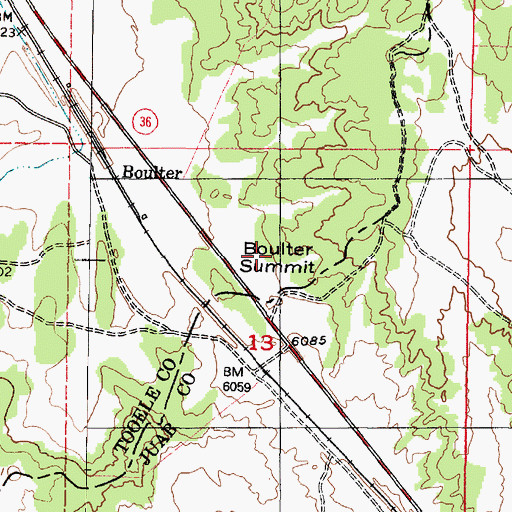 Topographic Map of Boulter Summit, UT
