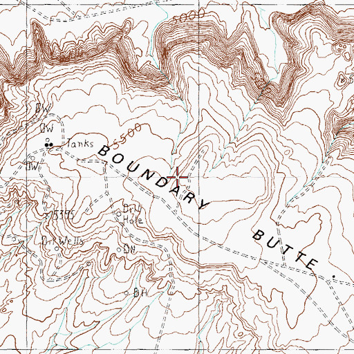 Topographic Map of Boundary Butte Mesa, UT