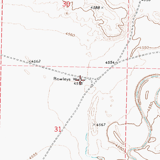 Topographic Map of Bowleys Well, UT