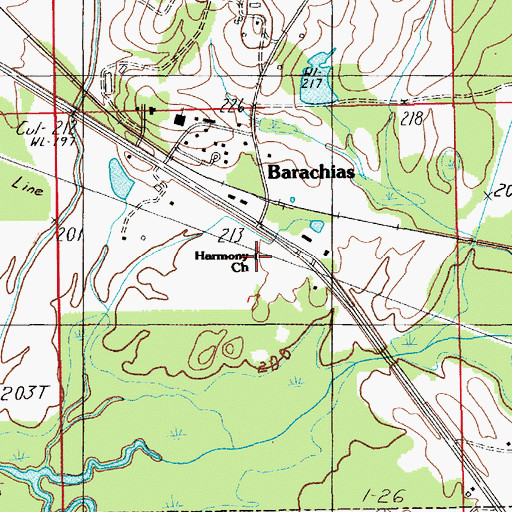 Topographic Map of Harmony Church, AL