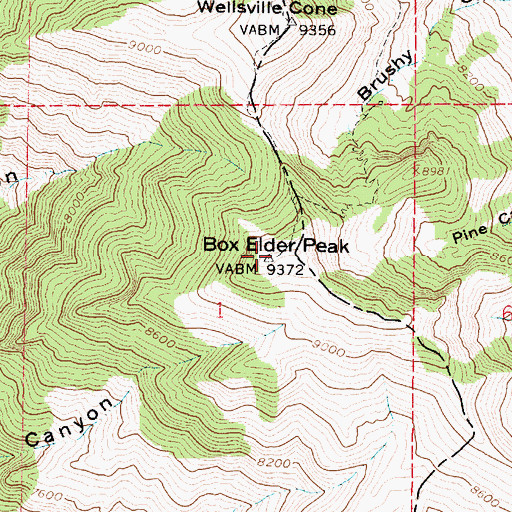 Topographic Map of Box Elder Peak, UT