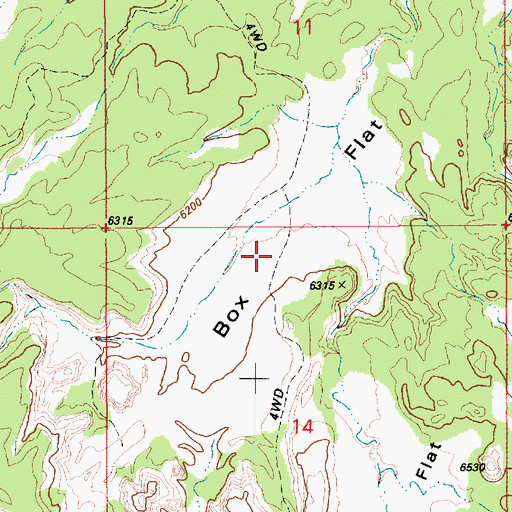 Topographic Map of Box Flat, UT
